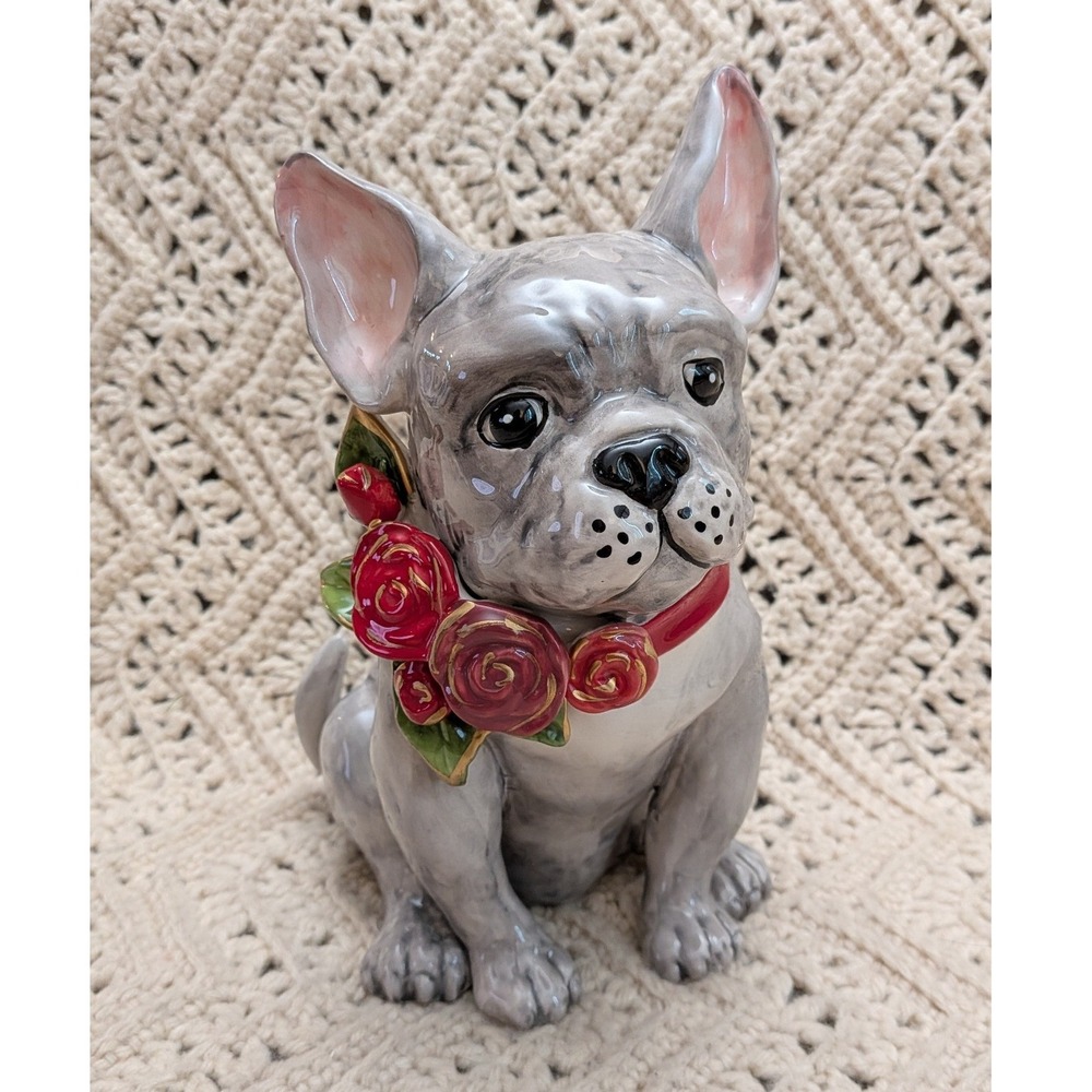 Blue Sky Clayworks Heather Goldminc French Bulldog Ceramic Figurine Grey Rose